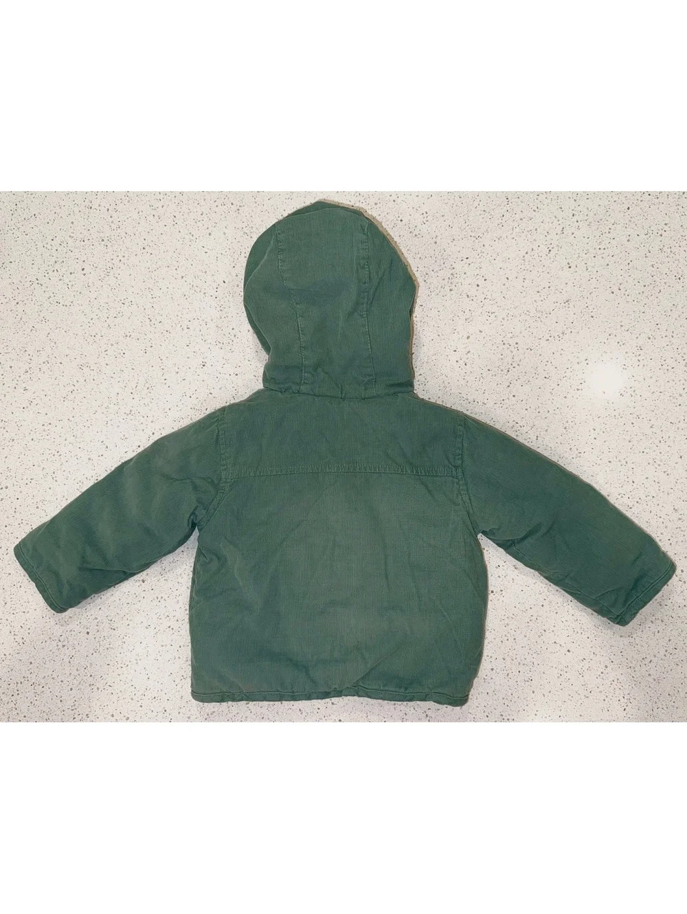 Baby Boden Green Hooded Jacket with Animal Print Lining Size 6-12 Months
